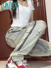 Lunivop Woman Jeans Basic Daily Denim Casual Pants High Street Unisex American Style Split Hem